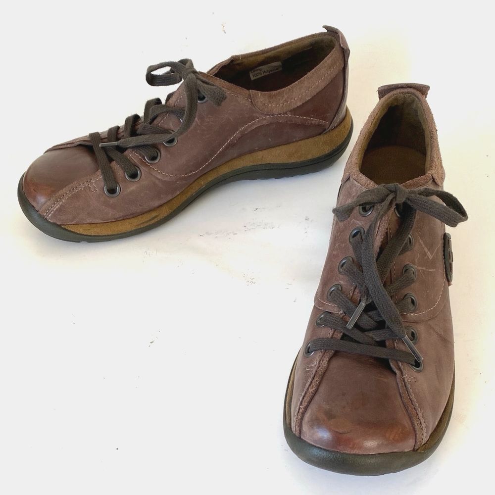 ROMIKA Burgundy Brown Leather Tan Suede Lace-up Shoes sz 7.5-8 Casual Comfort